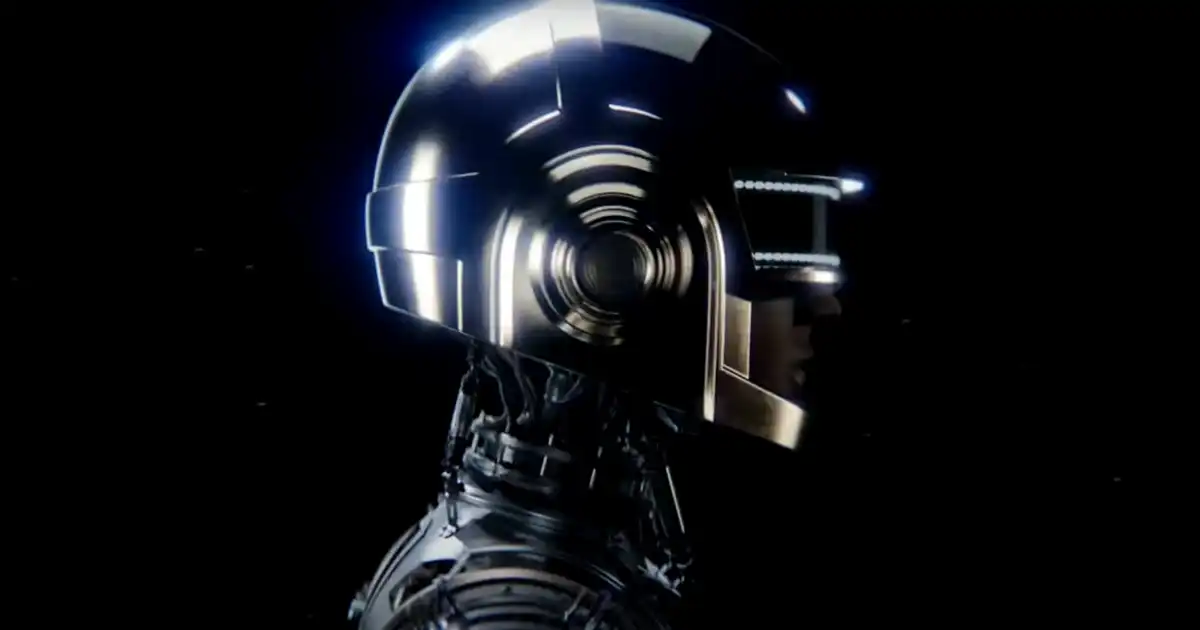 A Daft Punk helmet in profile